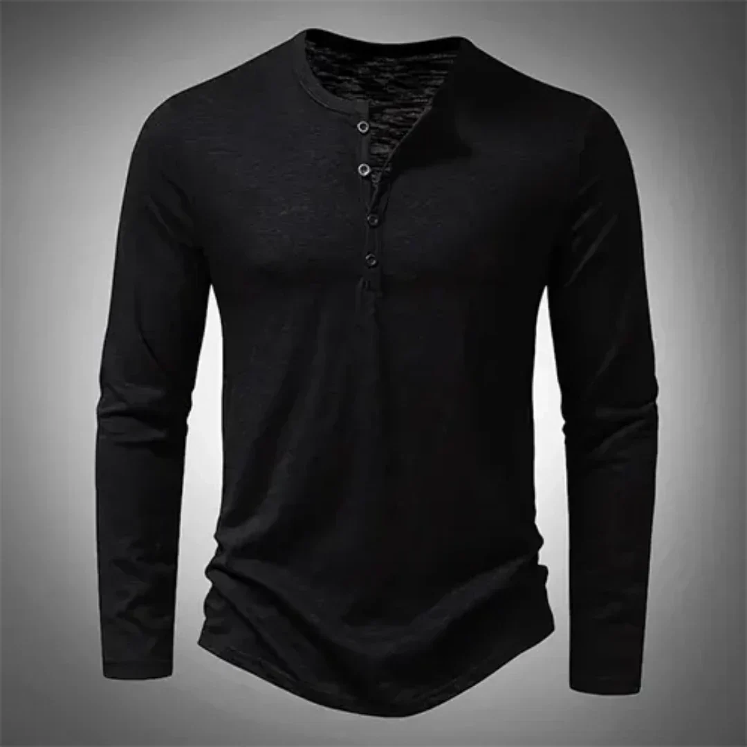 Leo | Men's Long Sleeve Henley T-Shirt | Casual