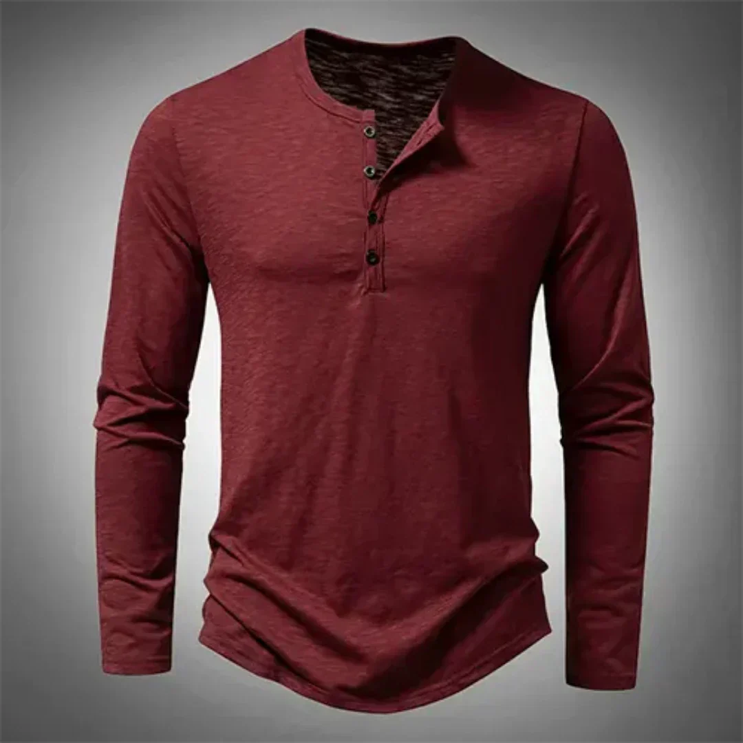 Leo | Men's Long Sleeve Henley T-Shirt | Casual