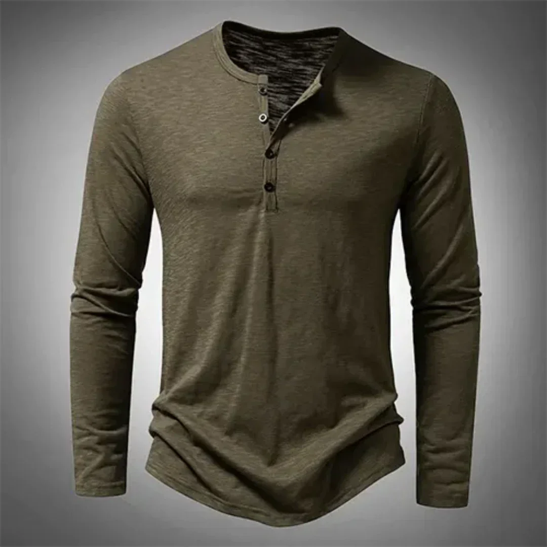 Leo | Men's Long Sleeve Henley T-Shirt | Casual