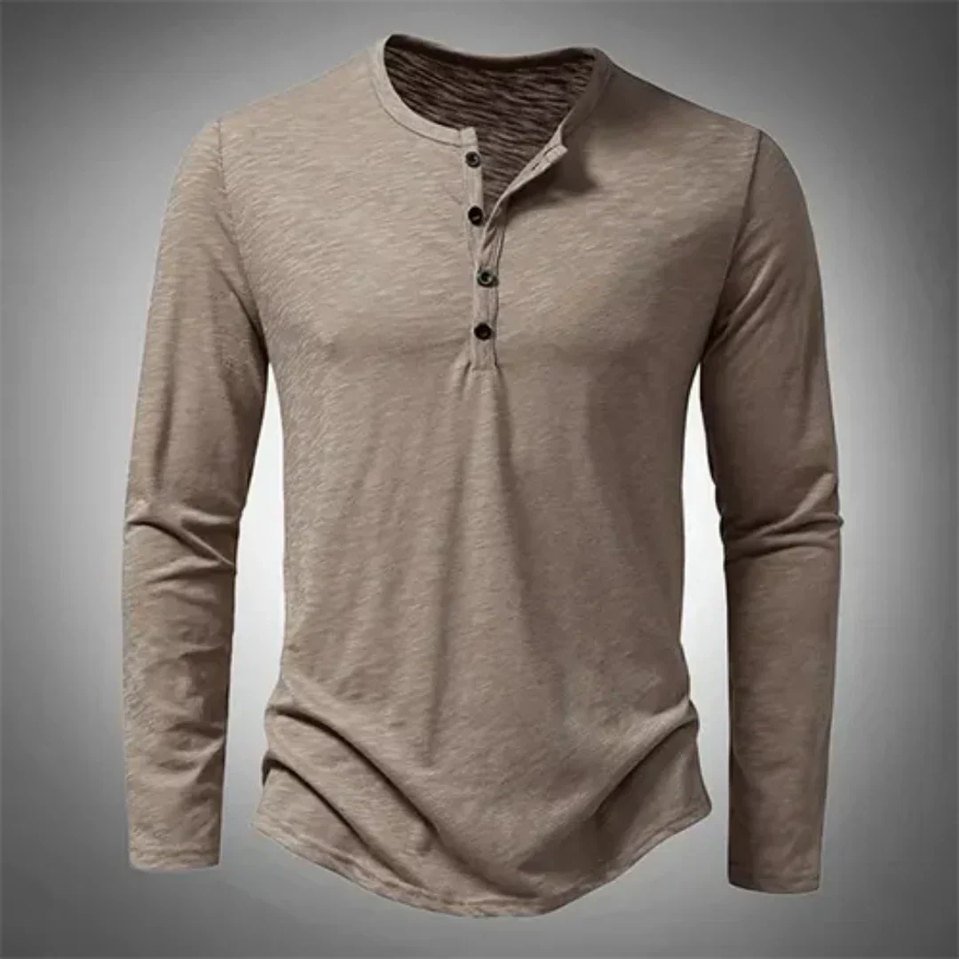 Leo | Men's Long Sleeve Henley T-Shirt | Casual
