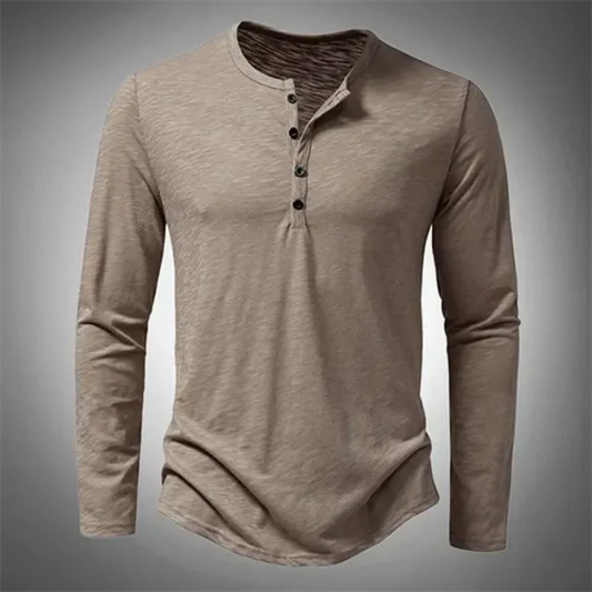 Leo | Men's Long Sleeve Henley T-Shirt | Casual